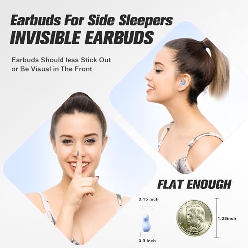 Xmenha Sleep Hidden Headphones Wireless Invisible Earbuds for Sleeping Sleep Tiny Earbuds for Side Sleepers Headphone to Sleep in Tiny Smallest Invisible Earbuds Earphones for Sleeping - color: DarkBlack