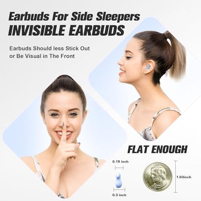 Xmenha Sleep Hidden Headphones Wireless Invisible Earbuds for Sleeping Sleep Tiny Earbuds for Side Sleepers Headphone to Sleep in Tiny Smallest Invisible Earbuds Earphones for Sleeping - color: DarkBlack