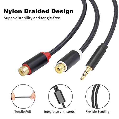 YACSEJAO 3.5mm to RCA Cable 24CM RCA to Aux Cable 3.5mm Male to 2RCA Female Adapter for Headphone, MP3, Tablet, Speaker, HDTV, Phone and More(RCA to 1/8"/24CM) - color: RCA to 1/8"/24CM