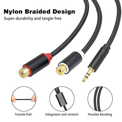 YACSEJAO 3.5mm to RCA Cable 24CM RCA to Aux Cable 3.5mm Male to 2RCA Female Adapter for Headphone, MP3, Tablet, Speaker, HDTV, Phone and More(RCA to 1/8"/24CM) - color: RCA to 1/8"/24CM