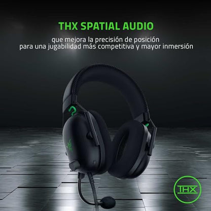 Razer BlackShark V2 Gaming Headset: THX 7.1 Spatial Surround Sound - 50mm Drivers - Detachable Mic - for PC, PS4, PS5, Switch, Xbox One, Xbox Series X|S - 3.5mm Audio Jack & USB DAC - Black
