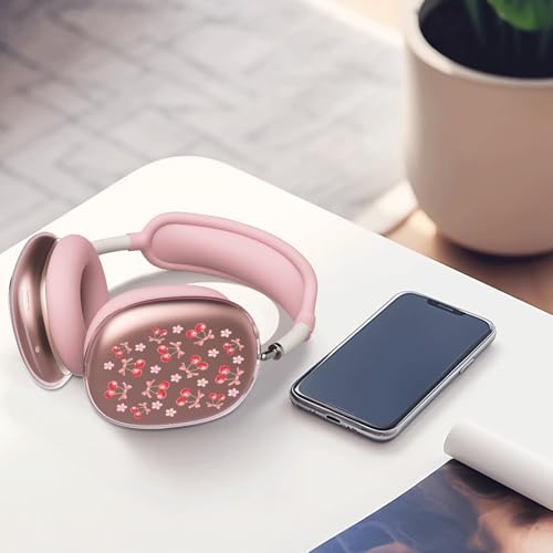 Girl Flower Cherry Clear Case for Airpods Max Headphones Cute Kawaii Bow Soft TPU Ear Cups Cover Anti-Scratch Silicone Ear Pad Protective Case Lovely Headband Cover for Apple Airpods Max - color: Flower cherry 14