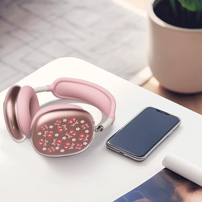 Girl Flower Cherry Clear Case for Airpods Max Headphones Cute Kawaii Bow Soft TPU Ear Cups Cover Anti-Scratch Silicone Ear Pad Protective Case Lovely Headband Cover for Apple Airpods Max - color: Flower cherry 14