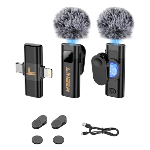 Wireless Lavalier Microphone for iPhone, Noise Cancelling - color: Black, style: A3 (2TX+1RX)