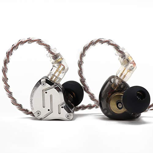Linsoul KZ ZS10 Pro, 4BA+1DD 5 Driver in Ear Monitor, HiFi Wired Earbuds, Gaming Earbuds, Hybrid IEM Earphones with Stainless Steel Faceplate, Detachable Cable for Musician(with Mic, Black) - color: Black, style: With Mic