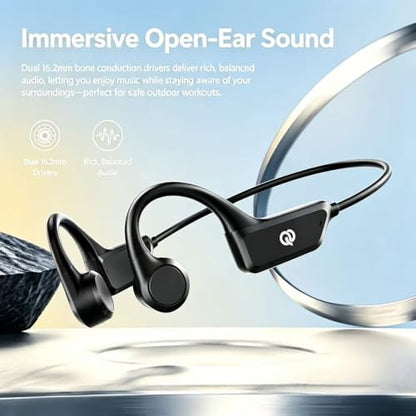 Bone Conduction Headphones, Open Ear Wireless Bluetooth 5.4 Sports Headphones, IP55 Waterproof for Running Cycling Workout, 10H Playtime