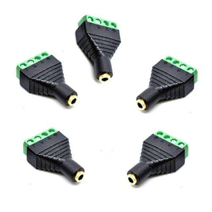 5 Pack 1/8" 3.5mm TRS Female Jack Terminal Block Connector, 3.5mm 4 Pole Stereo Audio Plug Headphone AUX Balun Bolt Screw Terminal Adapter - color: FM/FM