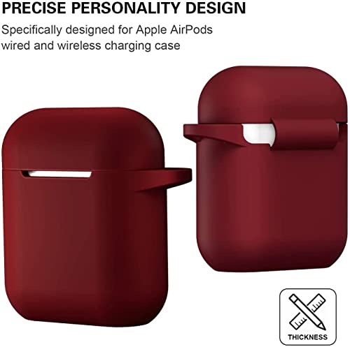 Compatible with AirPods Case Cover, Full Protective Silicone Skin Dust-Proof Designed for Apple AirPods 1st 2nd Generation with Keychain, Front LED Visible, Burgundy - color: C-Burgundy