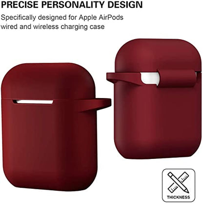 Compatible with AirPods Case Cover, Full Protective Silicone Skin Dust-Proof Designed for Apple AirPods 1st 2nd Generation with Keychain, Front LED Visible, Burgundy - color: C-Burgundy