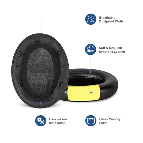 Aurivor Ear Pads for Sony WH-1000XM3 Headphones, Replacement XM3 Earpads Cushions with Soft Protein Leather, Noise Isolation Memory Foam, Reinforced Sealing