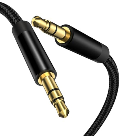 Mepsies 3.5mm Aux Audio Cable 5ft, Nylon Braided Auxiliary Cord, Stereo Audio Jack Adapter Cable for Headphone, Car Audio, Laptop, Smartphone, Home Stereos, Speaker and More