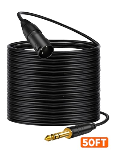 1/4" to XLR 3Pin,6.35mm TRS to XLR Male Balanced Microphone Patch Cable | Quarter inch TRS Plug to XLR For Amplifiers,Mixer,Speaker,Guitas,Studio Monitor,3~50ft - size: 50FT-1pcs