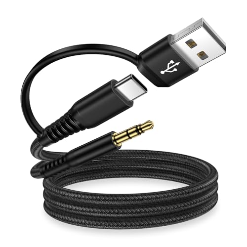 USB to 3.5mm Audio Aux Cable,2 in 1 3FT USB C & USB A to 3.5mm Male Audio - color: Black