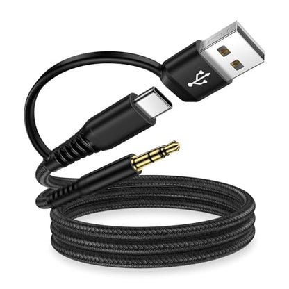 USB to 3.5mm Audio Aux Cable,2 in 1 3FT USB C & USB A to 3.5mm Male Audio - color: Black