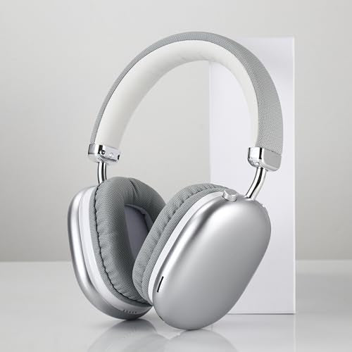 BT1638 Over-Ear Wireless Headphones, Premium Padded Headband, Champagne USB-C Charging, Bluetooth Headphones， Long Endurance Flight of up to 40 Hours，Fashionable and Colorful (Silver) - color: Silver