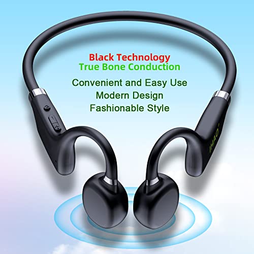 IHAO True Bone Conduction Headphones Open Ear Headset Able to be a MP3 Player with Micro Disk Stereo Bluetooth Earphone for Driving Bicycling Running Skiing - color: X9 Bone Conduction Black