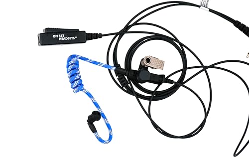 FilmPRO Surveillance Radio Earpiece with Mic, Dodger Blue | Durable 2-Pin Connector, Film & TV Production Use, Compatible with Walkie Talkies - color: Dodger Blue