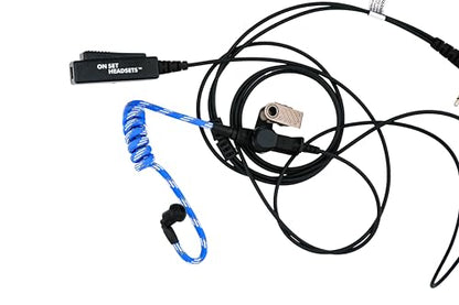 FilmPRO Surveillance Radio Earpiece with Mic, Dodger Blue | Durable 2-Pin Connector, Film & TV Production Use, Compatible with Walkie Talkies - color: Dodger Blue