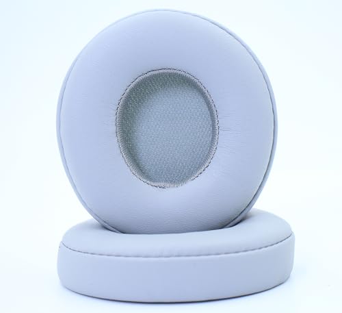 Headphone Replacement Ear Pad Cover Compatible with Beats by Dre Solo3 Solo2 Wired Wireless Headphones Protein Leather Memory Foam Headphone Cushion Ear Muffs-Grey - color: grey