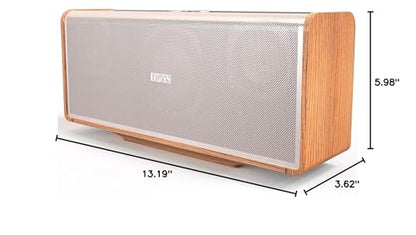 DOSS SoundBox Ultra Bluetooth Speaker, 2.1 Channel Audio, Deep Bass - Gold | 80W Powerful Sound, Wood-Grain Design, Dual DSP Tech, 18H Playtime, Elegant Living Room Decor, BT 5.3, Home & Office use - color: Gold