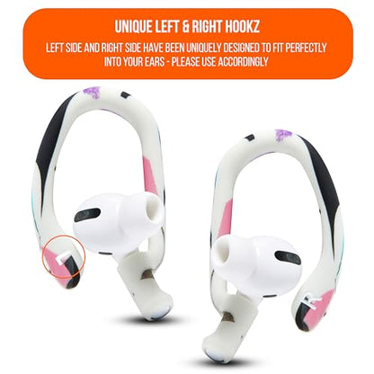 WC HookZ - Patented Upgraded Over Ear Hooks for AirPods Pro 1, 2 & AirPods 1, 2 & 3- Two Size Pairs Included in Package, Unique Left & Right Hook, Made by Wicked Cushions | 90's White - color: 90's White