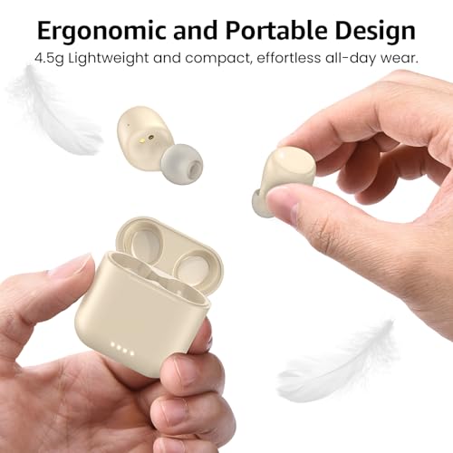 TOZO T6 Wireless Earbuds Bluetooth 5.3 Stereo Sound in Ear Headphones | 50H Long Playtime Ear buds with Charging Case, App Customizable EQs, IPX8 Waterproof Earphones, AI Calls, Deep Bass - color: Khaki