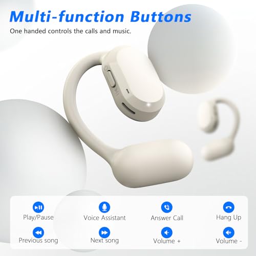 BANIGIPA Open Ear True Wireless Earbuds with Dual Mic for Calling - color: AIR02-Beige