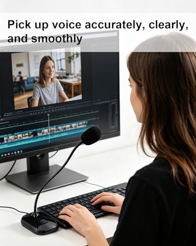 3.5mm Gooseneck Desktop Microphone Mute Switch 4.92ft Cord