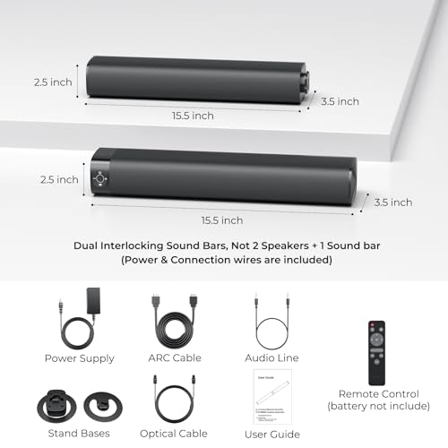 Sound Bar for Smart TV, Soundbar with Bluetooth/ARC/Opt/AUX Connect, Auto Volume Boost, 3 Equalizer Modes, 2 in 1 Detachable Soundbar for TV/PC/Gaming/Projectors - size: 31" Soundbar Only