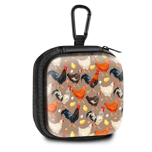 Square Data Cable Earbud Charger Coin Storage Bag Shockproof and Drop-Proof EVA Material Compatible with AirPod(Rooster Chicken) - color: Rooster Chicken
