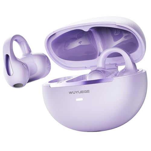 Clip On Earbuds, Open Ear Bluetooth 6.0 Wireless Headphones with Touch Control, Lightweight Ear Clip Design, Glasses Friendly Sports Earbuds for Running, Work & Travel, IPX6 Waterproof(purple) - color: Purple