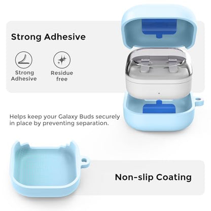 AhaStyle Silicone Case for Samsung Galaxy Buds4 and Galaxy Buds4 Pro (2026) | Skin-Friendly Soft Touch, Full Protection,Shockproof, with Carabiner, Wireless Charging, Headphone Accessories, for Men Women - color: Galaxy Buds4/Buds4 Pro, Sky Blue