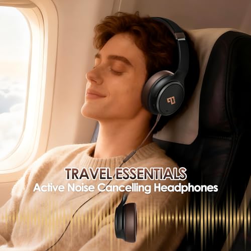 INFURTURE USB C Wired Headphones, Active Noise Canceling Over Ear HD MIC | Brown Headphones,Stereo Sound,Foldable & Portable for School/Travel,Compatible with iPhone,Laptop,Samsung,Adults/Teens Gift - color: Brown