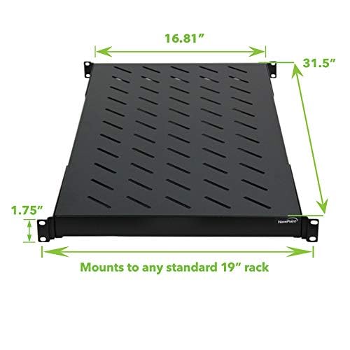 Navepoint 1U 19-Inch Fixed 4-Post Rack Mount Server Shelf with Adjustable Depth from 18-42 Inch Black - size: 32" Deep