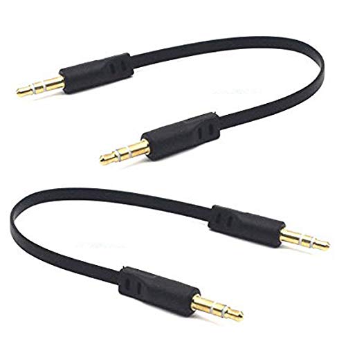 3.5mm Male Stereo Audio Flat Cable, 15cm, 2 Pack, 1/8" TRS Jack Plug Headphone Headset AUX Cord - color: Straight Plug