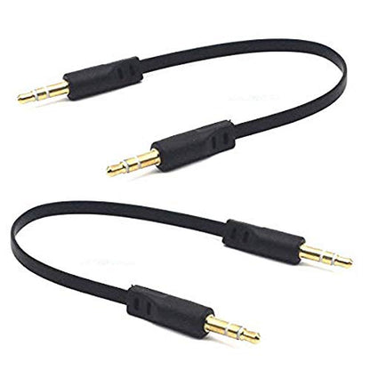 3.5mm Male Stereo Audio Flat Cable, 15cm, 2 Pack, 1/8" TRS Jack Plug Headphone Headset AUX Cord - color: Straight Plug