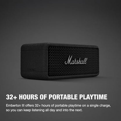 Marshall Emberton III Portable Bluetooth Speaker - Rugged Waterproof/Dust-Proof Design | Loud Stereo Sound, Deep Bass | Compact and Wireless for Travel and Outdoors - Black and Silver - color: Black & Silver