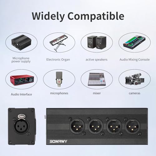 XLR 1 Female to 4 Male Passive Splitter | 4-Channel Galvanic Distribution for Zero-Latency Audio & DMX Adapter 4Way 1Pack