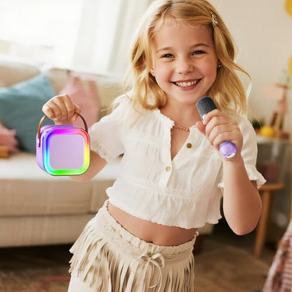 Kinglucky Mini Karaoke Machine for Kids, Top Birthday Gift Pick for Girls Ages 3-12 Years Old, Kids' Personal Video Players Accessories with 2 Mics Singing Present Toy Purple - color: Purple