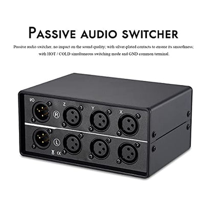 DoukAudio XLR Audio Switcher 3-In-1-Out: Balanced Passive Selector Stereo Converter for Multi Source Comparison Gold Plated Shielded Aluminum Studio HiFi Audiophile