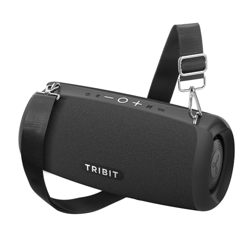 Tribit StormBox Lava Bluetooth Speaker, 80W Loud Sound, 24H Playtime, Black | IP67 Waterproof, BT5.4, XBass, Custom EQ, TWS Pairing, Portable, Wireless, Built-in Mic, Party, Home, Outdoor, Camping, Beach - color: Black