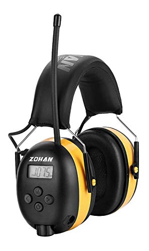 ZOHAN AM/FM Radio Headphone with Digital Display,Ear Protection Noise Reduction Earmuffs,Comfortable Hearing Protector - color: Yellow, style: Radio