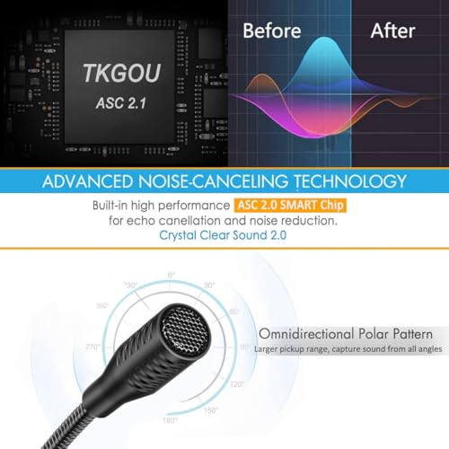 USB Microphone, 360 Degree Adjustable Gooseneck Design | PC Microphone with Mute Button & LED Indicator, Noise-Canceling Technology, Plug & Play, Compatible with Windows & MacOS