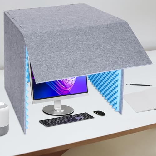 Desktop Soundproof Cover, 80x80cm Portable Vocal Isolation Booth with Acoustic Foam, Microphone Isolation Booth Cube, Noise Reducing Shield for Microphone, Streaming, and Office Privacy (Blue) - color: Blue
