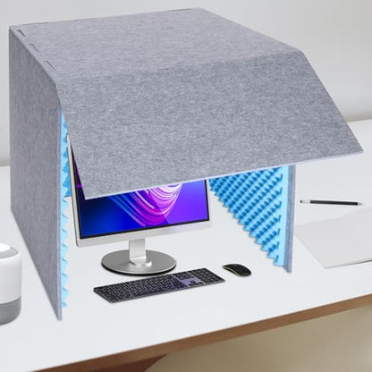 Desktop Soundproof Cover, 80x80cm Portable Vocal Isolation Booth with Acoustic Foam, Microphone Isolation Booth Cube, Noise Reducing Shield for Microphone, Streaming, and Office Privacy (Blue) - color: Blue