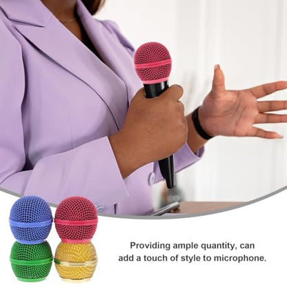 Garneck Microphone Mesh Grill 4 pcs Metal Replacement Grille 3.1 cm