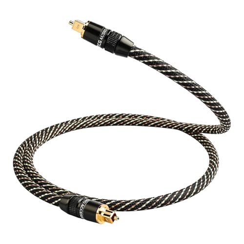 Audiophile HiFi Optical Audio Cable – POF, 24K Gold-Plated Plugs, Digital Optical Audio Cable with Nylon Braid,Compatible with AV receivers,TV,Speaker,CD & Home Theater(9.84ft/3m) - size: 9.84ft/3m