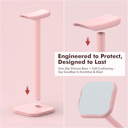 Headphone Stand, Desktop Headset Holder Desk Earphone Stand Aluminum Headset Hanger Headphone Rack Stand to Hold Earphones Such as Airpods Max, Sony, Beats, Bose, Razer, HyperX(Pink) - color: Pink
