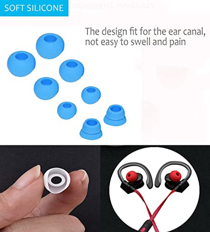 Replacement Silicone Eartips Earbuds Eargels for Beats by dr dre Powerbeats 3 Wireless Stereo Earphones (Blue) - color: Blue