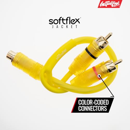 Install Link RCA Y Adapter Cable, 1-Female to 2-Male Splitter, 2-Pack (OFC) | Pure OFC Copper, 1ft, Feeds One Stereo Signal to Two Components, for Subwoofer, Home Theater, Car Audio Amplifier, Studio - color: Frosted Yellow, size: 1-Female to 2-Male